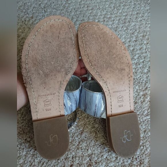 Donald J. Pliner Lacysp gray with metallic silver streaks leather sandals size 9 - Picture 11 of 11